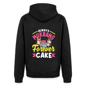 Mukbang and Cake - Unisex Premium Organic Zip Hoodie - black - Back - Nico (187cm)