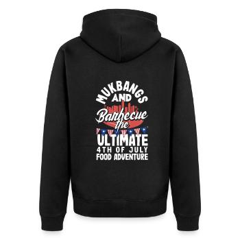 Mukbang et barbecue le 4 juillet - Veste à capuche bio Premium Unisexe - noir - Dos - Nico (187cm)