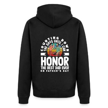 Counting Down the Days Father's Day - Unisex Premium Bio Zip Hoodie - Schwarz - Hinten - Nico (187cm)