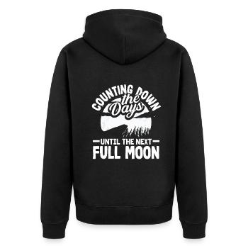 Counting down the days until the next full moon - Unisex Premium Bio Zip Hoodie - Schwarz - Hinten - Nico (187cm)