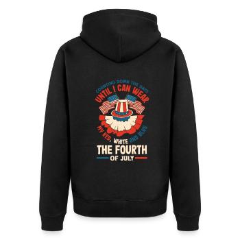 I can wear my red, white, and blue on the Fourth - Unisex Premium Bio Zip Hoodie - Schwarz - Hinten - Nico (187cm)