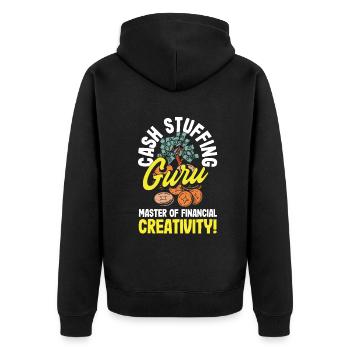 Gourou du bourrage d’argent Maître de la créativité financière - Veste à capuche bio Premium Unisexe - noir - Dos - Nico (187cm)