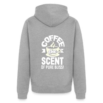 Coffee The Scent of Pure Bliss - Unisex Premium Organic Zip Hoodie - heather grey - Back - Nico (187cm)