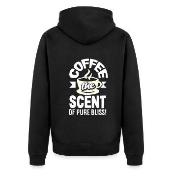 Coffee The Scent of Pure Bliss - Unisex Premium Organic Zip Hoodie - black - Back - Nico (187cm)