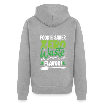 Foodie Saver, saveur zéro déchet! Conscient - Veste à capuche bio Premium Unisexe - gris chiné - Dos - Nico (187cm)