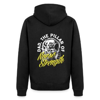 Dad the Pillar of Norse Strength Father's Day - Unisex Premium Organic Zip Hoodie - black - Back - Nico (187cm)