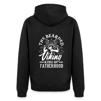 The Bearded Viking King of Fatherhood Father's Day - Unisex Premium Organic Zip Hoodie - black - Back - Nico (187cm)