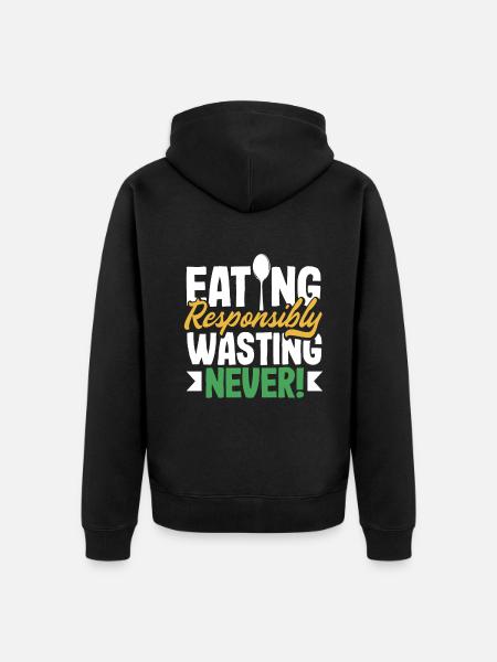 Eating Responsibly, Wasting Never! Mindful - Unisex Premium Bio Zip Hoodie - Schwarz