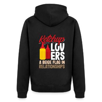 Ketchup lovers A beige flag in relationships - Unisex Premium Organic Zip Hoodie - black - Back - Nico (187cm)