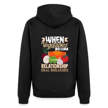 When vegetables become relationship deal-breakers - Unisex Premium Organic Zip Hoodie - black - Back - Nico (187cm)