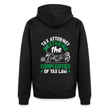 Tax Attorney Mastering the Complexities of Tax Law - Unisex Premium Organic Zip Hoodie - black - Back - Nico (187cm)