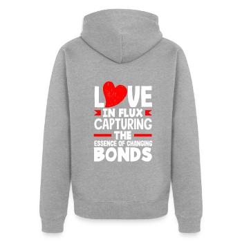 Love in Flux Capturing the Essence of Changing - Unisex Premium Bio Zip Hoodie - Grau meliert - Hinten - Nico (187cm)