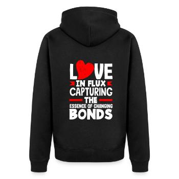Love in Flux Capturing the Essence of Changing - Unisex Premium Organic Zip Hoodie - black - Back - Nico (187cm)