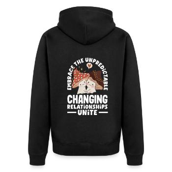Embrace the Unpredictable Changing Relationships - Unisex Premium Organic Zip Hoodie - black - Back - Nico (187cm)