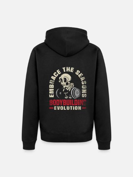 Embrace the Seasons Bodybuilding Evolution - Unisex Premium Organic Zip Hoodie - black