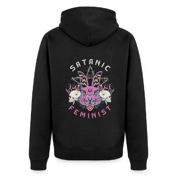 Satanic Feminist Lucifer Gothic Occult Halloween - Unisex Premium Organic Zip Hoodie - black - Back - Nico (187cm)