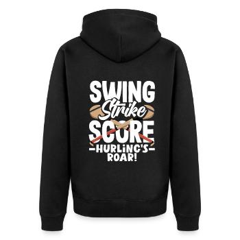 Hurling Ireland Gaelic Irish Sport Sliotar Team - Unisex Premium Bio Zip Hoodie - Schwarz - Hinten - Nico (187cm)