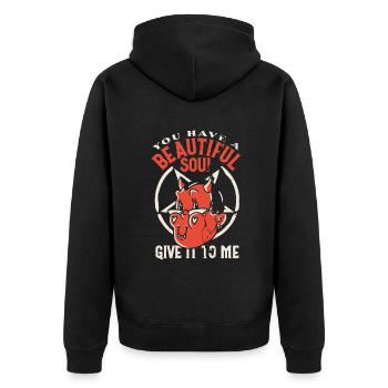 Satan Tu as une belle âme Donnez-le-moi - Veste à capuche bio Premium Unisexe - noir - Dos - Nico (187cm)