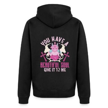 Satan Tu as une belle âme Donnez-le-moi - Veste à capuche bio Premium Unisexe - noir - Dos - Nico (187cm)