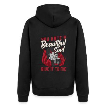 Satan Tu as une belle âme Donnez-le-moi - Veste à capuche bio Premium Unisexe - noir - Dos - Nico (187cm)