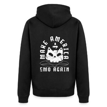 Emoticon Make America Emo Again Emocore Aesthetic - Unisex Premium Organic Zip Hoodie - black - Back - Nico (187cm)