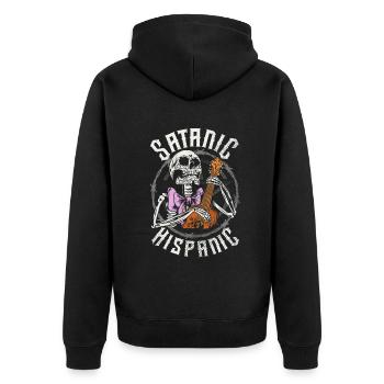 Satanic Hispanic Pentagram Mexican Occult Baphomet - Unisex Premium Bio Zip Hoodie - Schwarz - Hinten - Nico (187cm)
