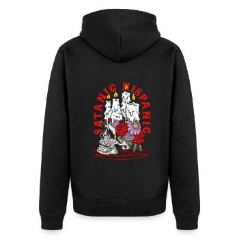 Satanic Hispanic Pentagram Mexican Occult Baphomet - Unisex Premium Bio Zip Hoodie - Schwarz - Hinten - Nico (187cm)