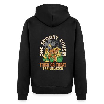 One Spooky Cousin Retro Halloween Costume - Unisex Premium Bio Zip Hoodie - Schwarz - Hinten - Nico (187cm)