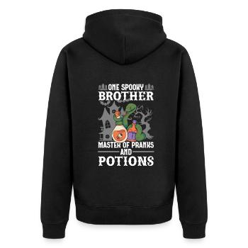 One Spooky Brother Retro Halloween Costume - Unisex Premium Organic Zip Hoodie - black - Back - Nico (187cm)