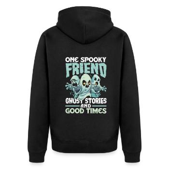 One Spooky Friend Retro Halloween Costume - Unisex Premium Organic Zip Hoodie - black - Back - Nico (187cm)