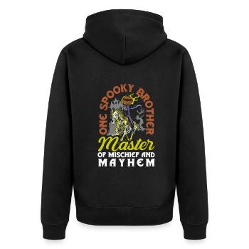 One Spooky Brother Retro Halloween Costume - Unisex Premium Bio Zip Hoodie - Schwarz - Hinten - Nico (187cm)
