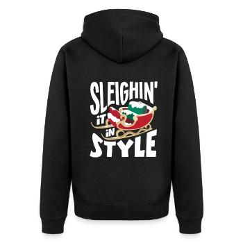 Sleighin' it in style DJ Xmas Hip Hop Rapper - Unisex Premium Bio Zip Hoodie - Schwarz - Hinten - Nico (187cm)