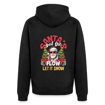 Santa's got the flow, let it snow DJ Xmas Hip Hop - Unisex Premium Bio Zip Hoodie - Schwarz - Hinten - Nico (187cm)