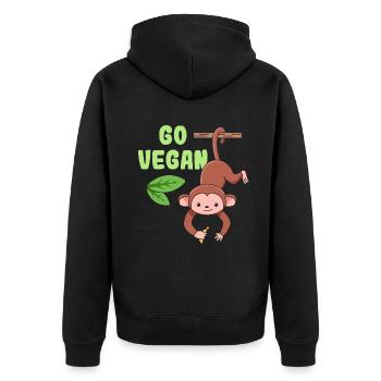 Monkey design for proud vegans - Unisex Premium Organic Zip Hoodie - black - Back - Nico (187cm)