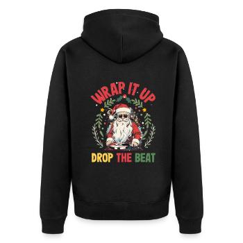 Wrap it up drop the beat DJ Xmas Hip Hop Rapper - Veste à capuche bio Premium Unisexe - noir - Dos - Nico (187cm)