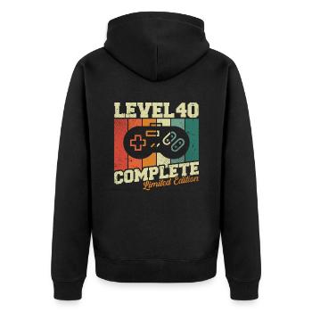 40th Birthday Gift - Level 40 Complete - Unisex Premium Organic Zip Hoodie - black - Back - Nico (187cm)