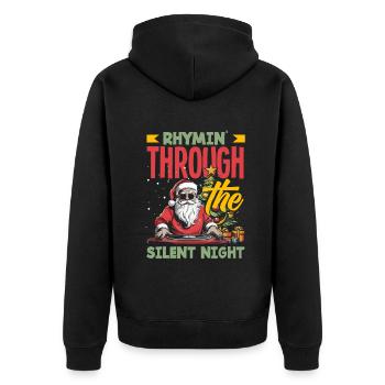 Rhymin' through the silent night DJ Xmas Hip Hop - Unisex Premium Bio Zip Hoodie - Schwarz - Hinten - Nico (187cm)