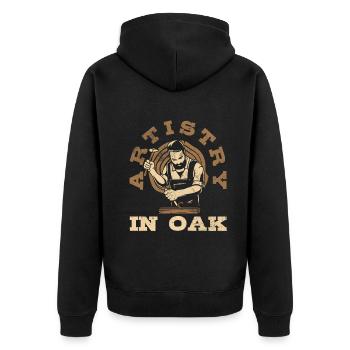 Artistry in Oak Woodworking - Unisex Premium Bio Zip Hoodie - Schwarz - Hinten - Nico (187cm)