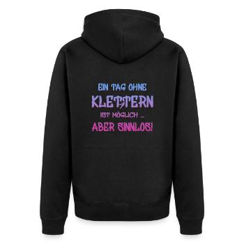 klettern Kletterer Boulderer klettern bouldern - Unisex Premium Bio Zip Hoodie - Schwarz - Hinten - Nico (187cm)