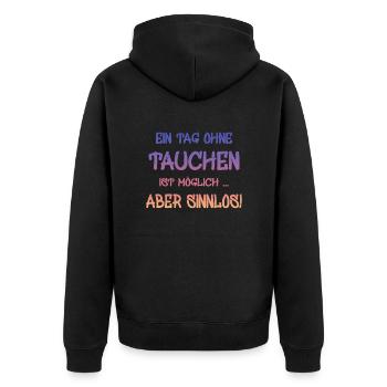 tauchen diving - Unisex Premium Bio Zip Hoodie - Schwarz - Hinten - Nico (187cm)