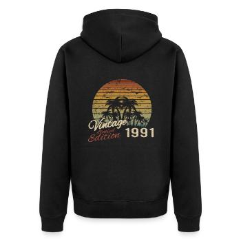 Jahrgang 1991 Geburtstagsgeschenk 1991 Retro 1991 - Unisex Premium Bio Zip Hoodie - Schwarz - Hinten - Nico (187cm)