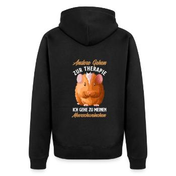 Lustiges Meerschweinchen Geschenk - Unisex Premium Bio Zip Hoodie - Schwarz - Hinten - Nico (187cm)
