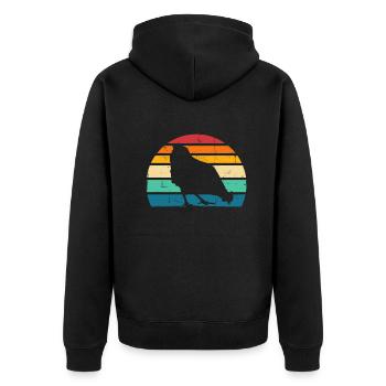 Huhn Hühner - Unisex Premium Bio Zip Hoodie - Schwarz - Hinten - Nico (187cm)