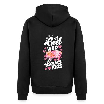 Just a girl who loves pigs - Unisex Premium Organic Zip Hoodie - black - Back - Nico (187cm)
