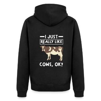 Lustiges Kühe Kuh Geschenk - Unisex Premium Bio Zip Hoodie - Schwarz - Hinten - Nico (187cm)