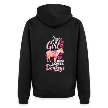 Lustiges Esel Liebhaber Geschenk Mädchen Esel - Unisex Premium Bio Zip Hoodie - Schwarz - Hinten - Nico (187cm)