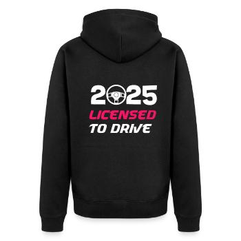 Driver's License Passed Gift - Unisex Premium Organic Zip Hoodie - black - Back - Nico (187cm)