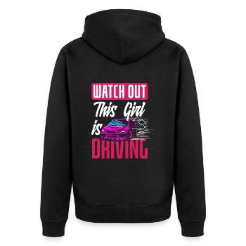 Driver's License Passed Gift - Unisex Premium Organic Zip Hoodie - black - Back - Nico (187cm)