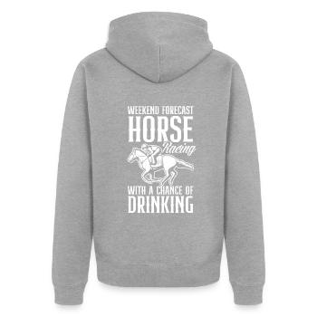 Pferderennen - Unisex Premium Bio Zip Hoodie - Grau meliert - Hinten - Nico (187cm)