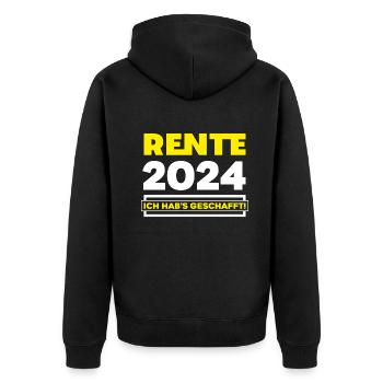 Rentner Rente 2024 Ruhestand Pensionierung Kollege - Unisex Premium Bio Zip Hoodie - Schwarz - Hinten - Nico (187cm)
